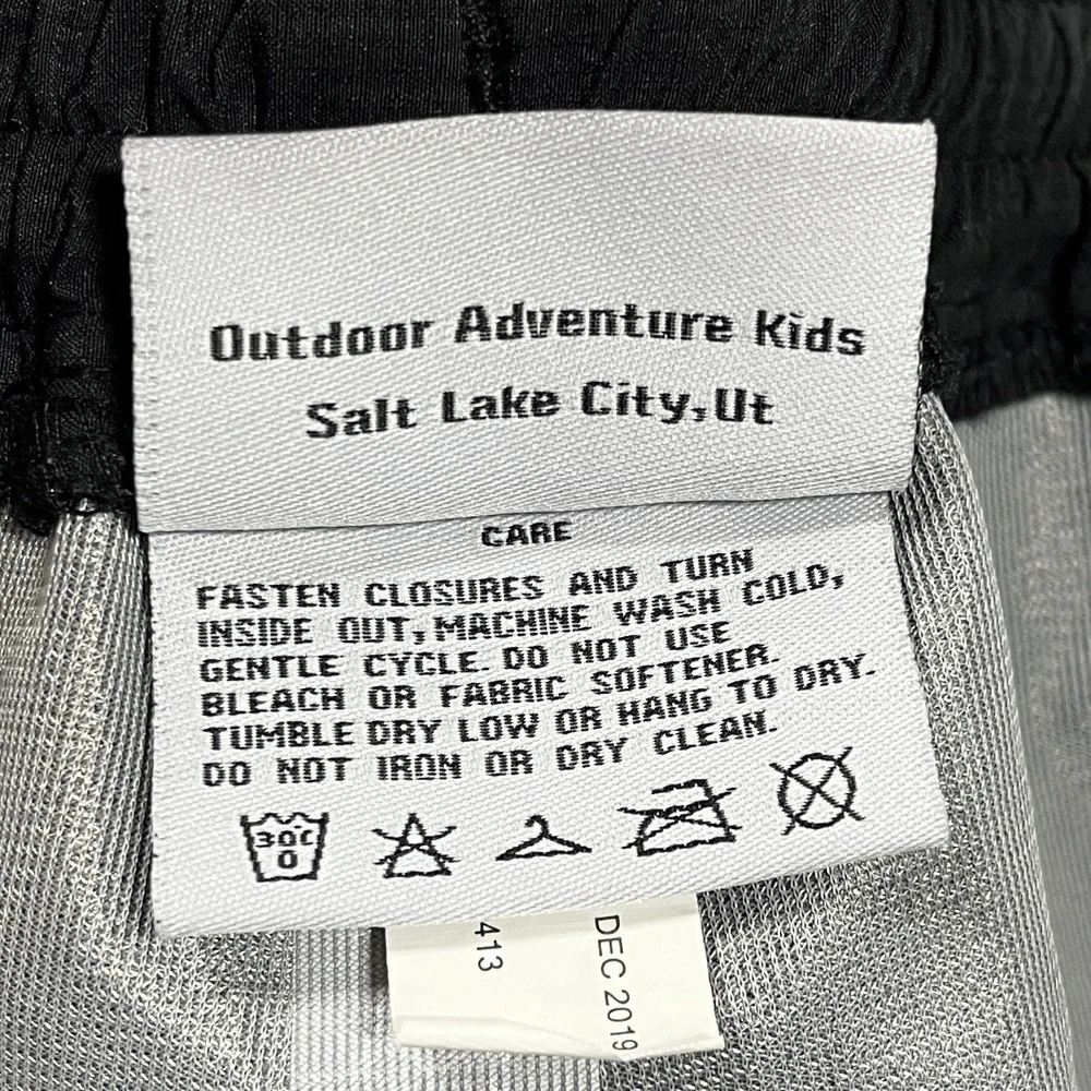 Oaki Kids Waterproof Rain Trail Pants Unisex 10/11 Black Ripstop Adjustable